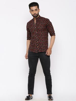 black floral print casual shirt - 17112549 - Standard Image - 4