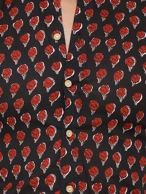 black floral print casual shirt - 17112549 - Standard Image - 5