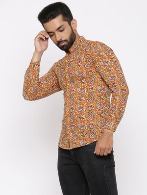 orange paisley print casual shirt - 17112555 - Standard Image - 2
