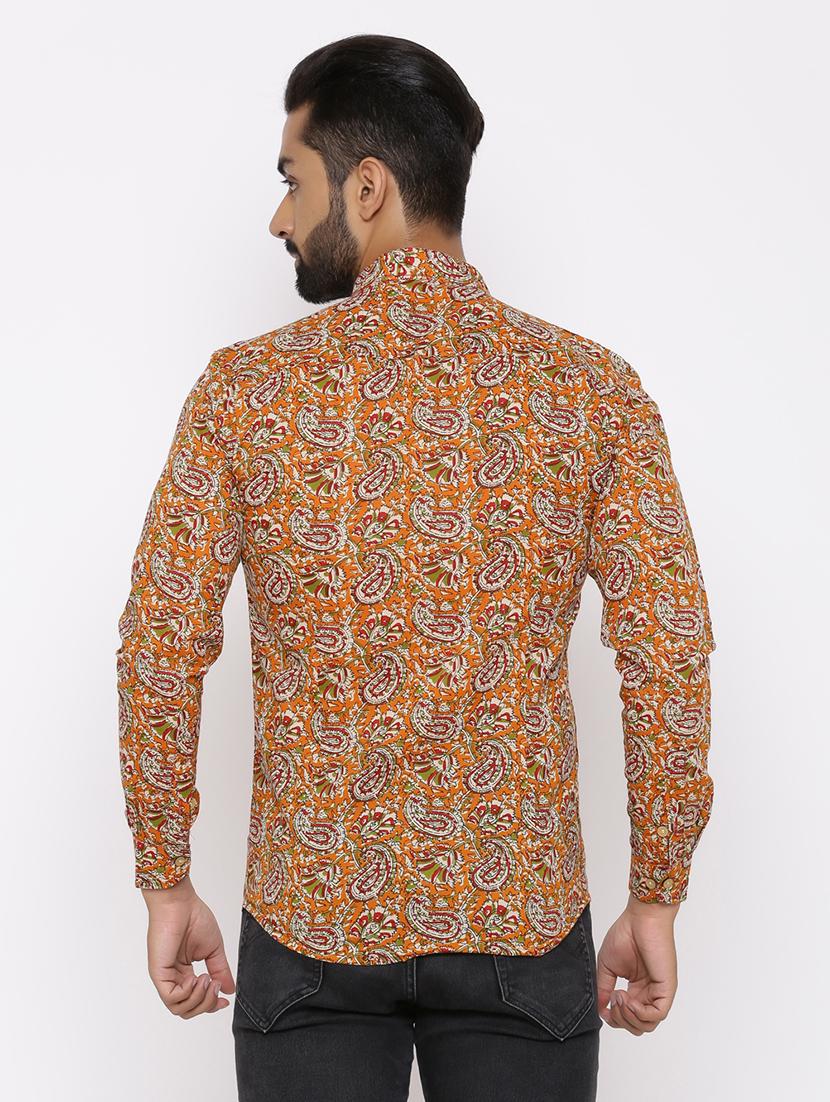 orange paisley print casual shirt - 17112555 - Zoom Image - 3