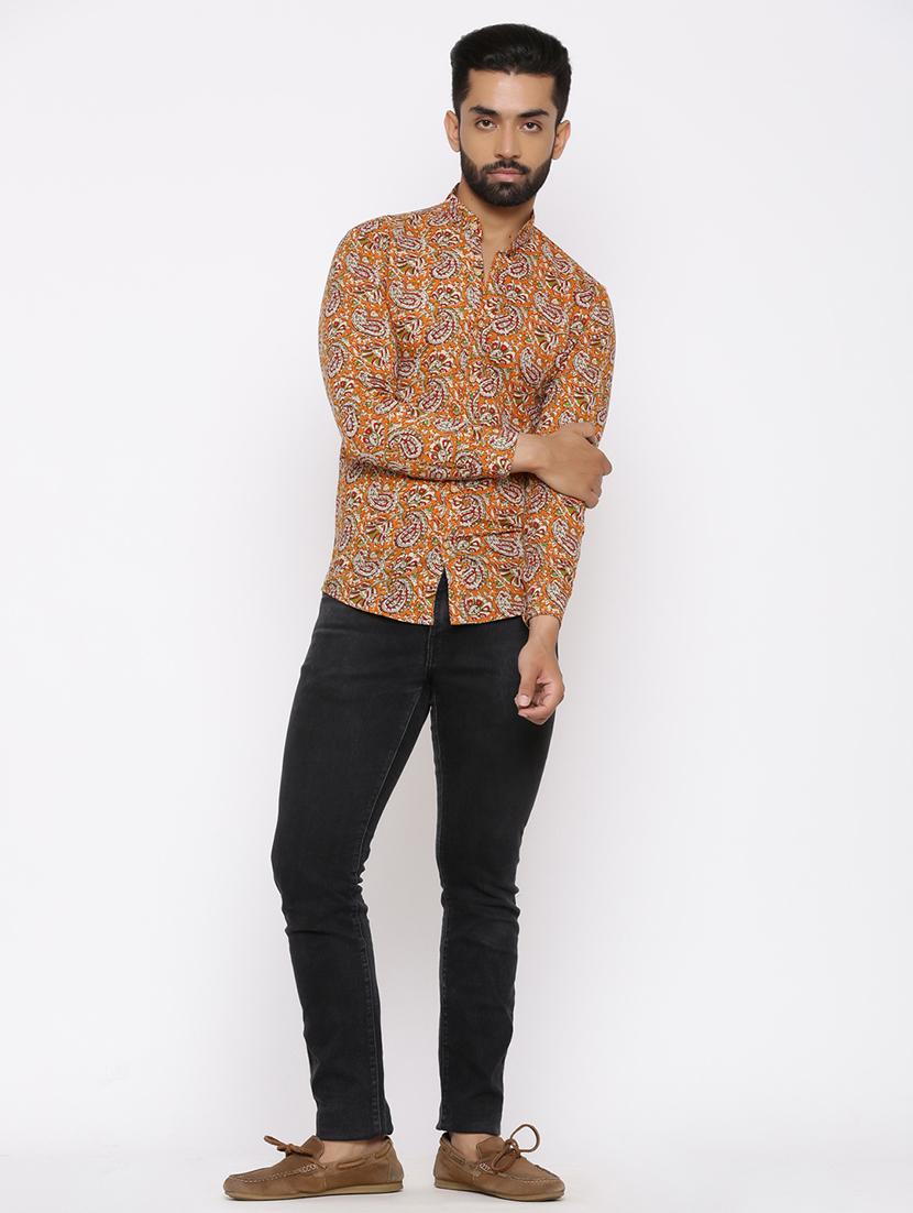 orange paisley print casual shirt - 17112555 - Zoom Image - 4