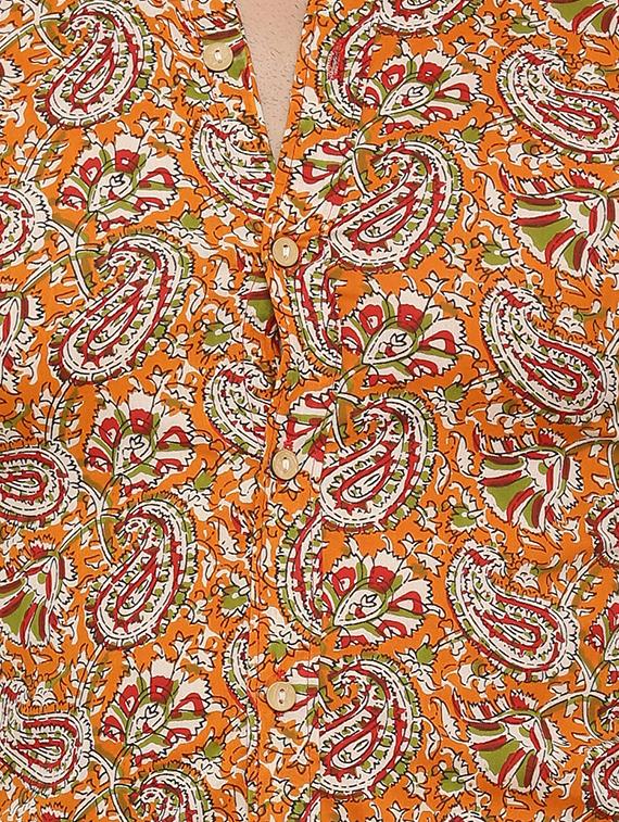 orange paisley print casual shirt - 17112555 - Zoom Image - 5