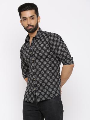 black floral print casual shirt - 17112557 - Standard Image - 2