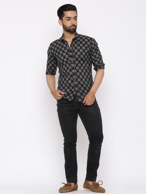 black floral print casual shirt - 17112557 - Standard Image - 4