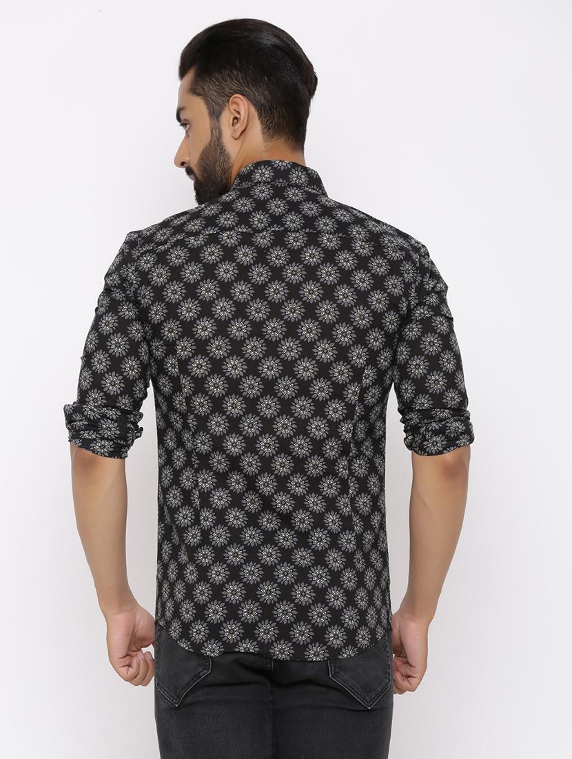black floral print casual shirt - 17112557 - Zoom Image - 3