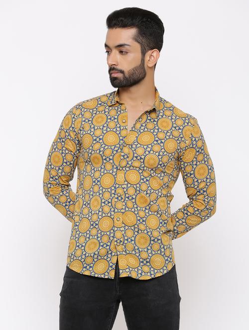 yellow printed casual shirt - 17112559 - Standard Image - 1