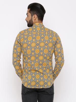yellow printed casual shirt - 17112559 - Standard Image - 3