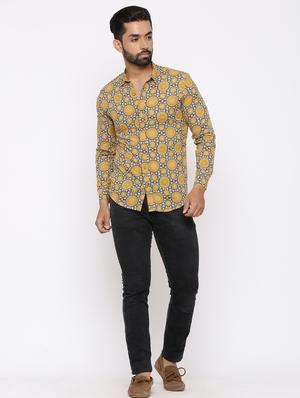 yellow printed casual shirt - 17112559 - Standard Image - 4