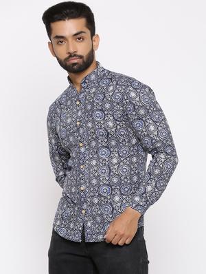blue printed casual shirt - 17112563 - Standard Image - 2