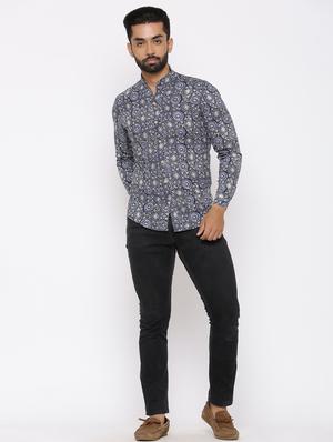 blue printed casual shirt - 17112563 - Standard Image - 4