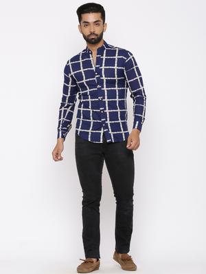 blue checkered casual shirt - 17112567 - Standard Image - 4