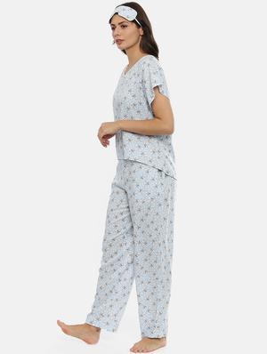 floral pyjama nightwear set with mask - 17112596 - Standard Image - 2
