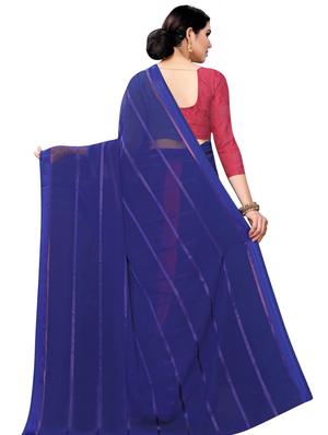 solid plain saree with blouse - 17112639 - Standard Image - 2