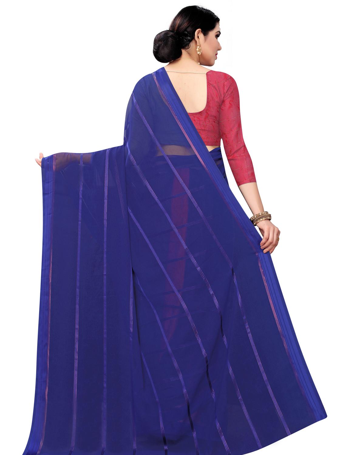 solid plain saree with blouse - 17112639 - Zoom Image - 2