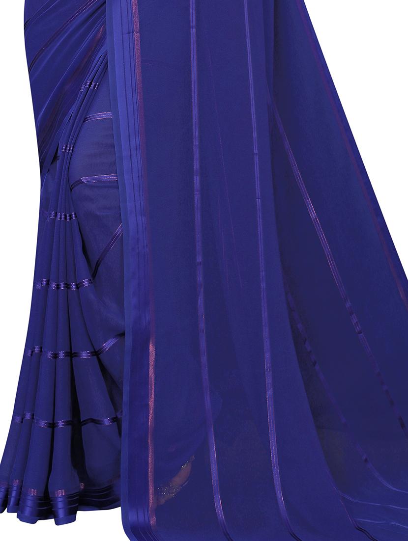 solid plain saree with blouse - 17112639 - Zoom Image - 3