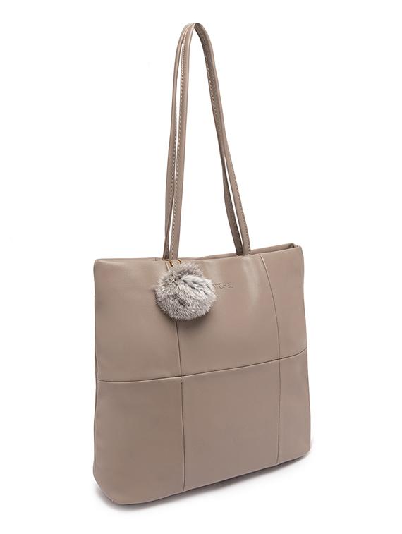 beige leatherette (pu) regular tote - 17112770 - Zoom Image - 4
