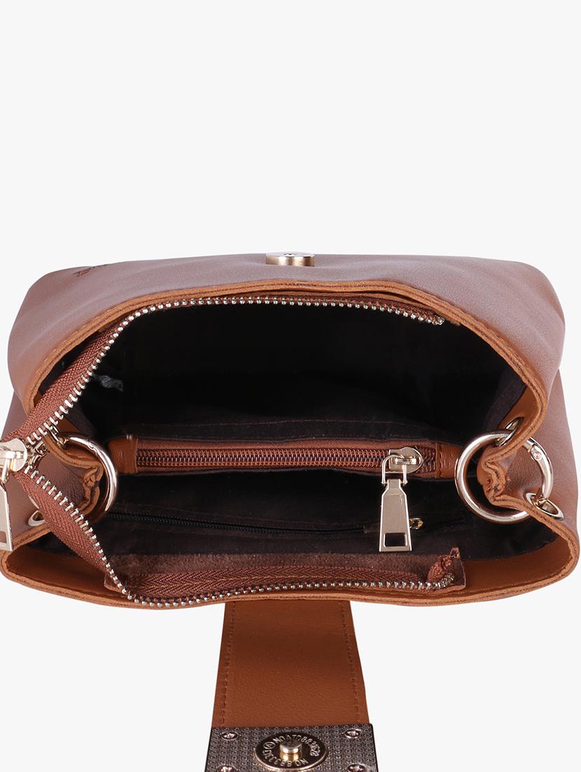 brown leatherette regular sling bag - 17112777 - Zoom Image - 3