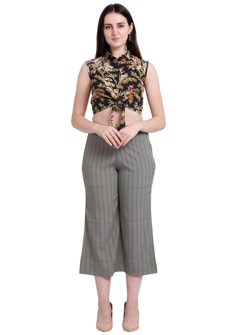 tie front printed crop top - 17113367 - Zoom Image - 4