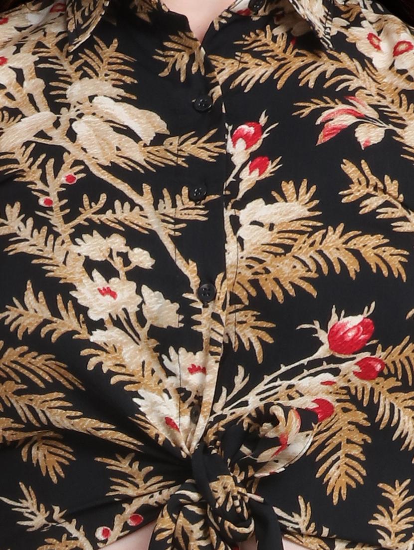 tie front printed crop top - 17113367 - Zoom Image - 5