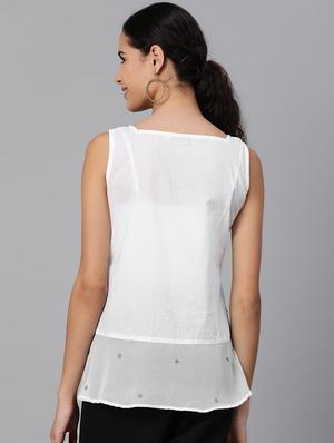 ada hand-embroidered white chikankari ruffle top - 17113586 - Standard Image - 3