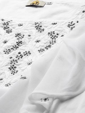 ada hand-embroidered white chikankari ruffle top - 17113586 - Standard Image - 5