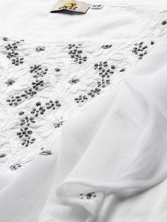ada hand-embroidered white chikankari ruffle top - 17113586 - Zoom Image - 5