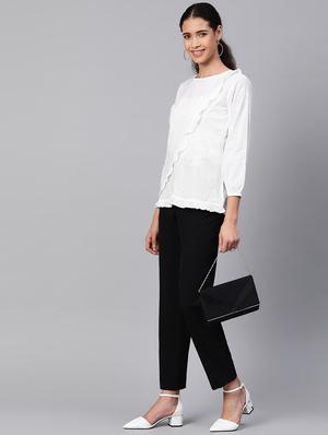 ada hand-embroidered white chikankari ruffle top - 17113587 - Standard Image - 4