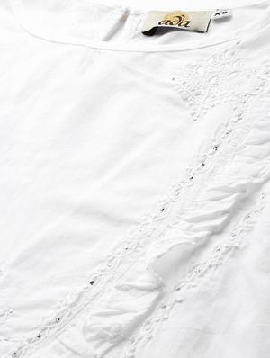 ada hand-embroidered white chikankari ruffle top - 17113587 - Standard Image - 6