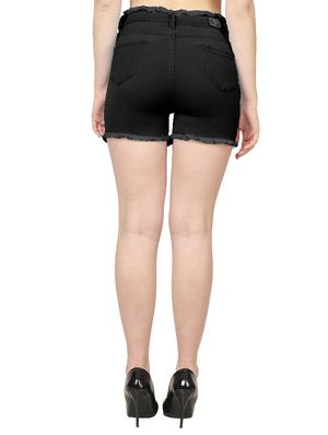 frayed detail denim shorts - 17113594 - Standard Image - 3