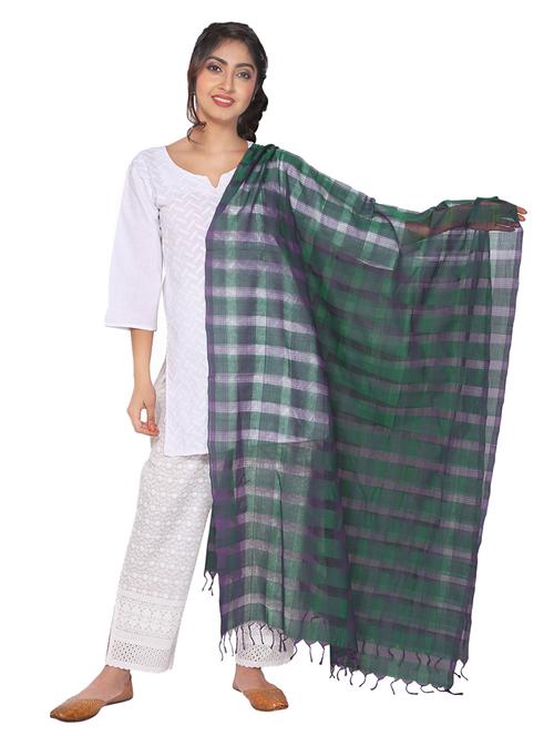 checkered woven dupatta - 17113797 - Standard Image - 1