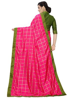checkered bordered saree with blouse - 17115725 - Standard Image - 2