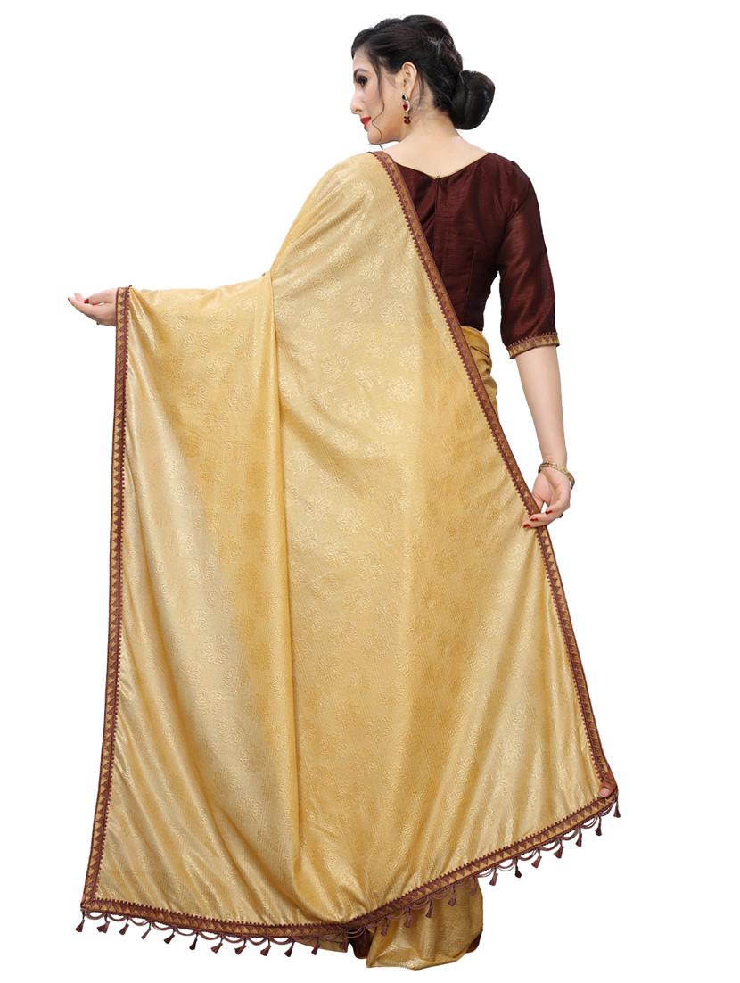 floral print saree with border with blouse - 17115741 - Zoom Image - 2