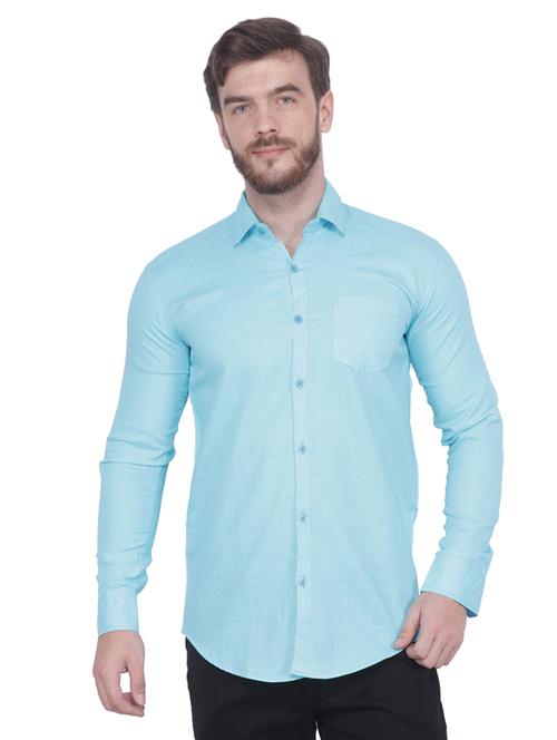 blue solid casual shirt - 17115781 - Standard Image - 1