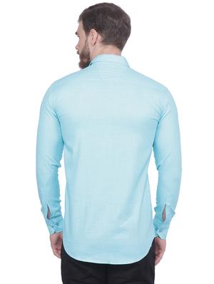 blue solid casual shirt - 17115781 - Standard Image - 3