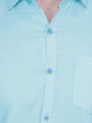 blue solid casual shirt - 17115781 - Standard Image - 4