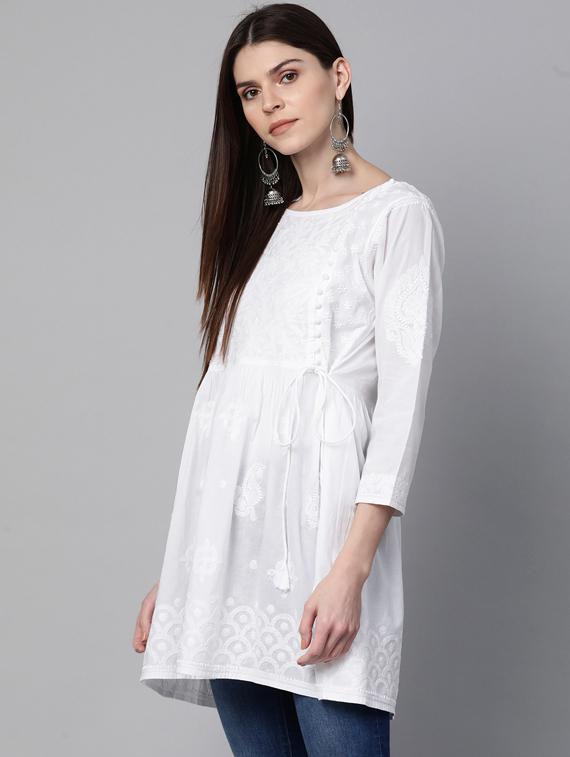 solid flared kurta - 17115802 - Zoom Image - 2
