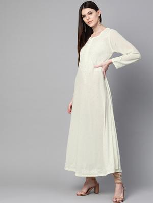 chikankari a-line kurta - 17115803 - Standard Image - 2
