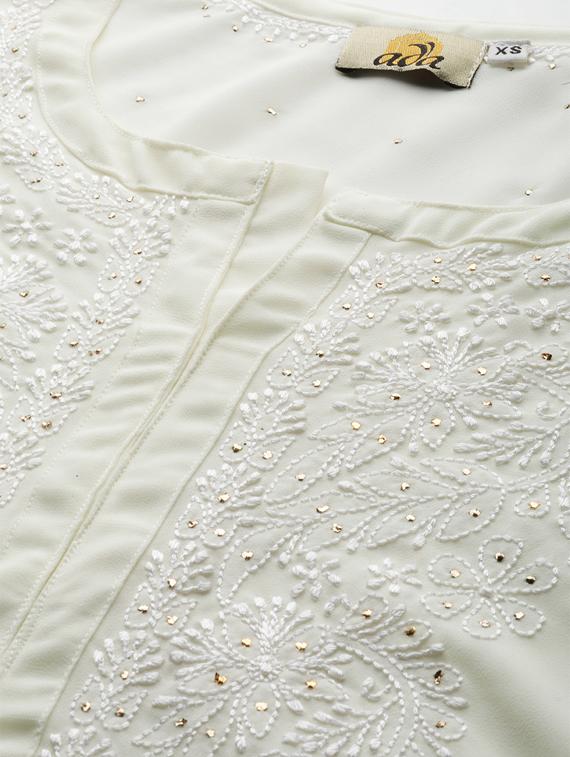 chikankari a-line kurta - 17115803 - Zoom Image - 4