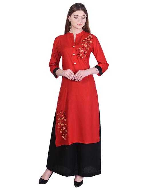 embroidered straight kurta - 17115882 - Standard Image - 1