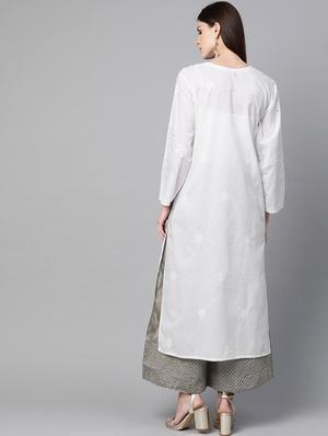 chikankari straight kurta - 17115886 - Standard Image - 3