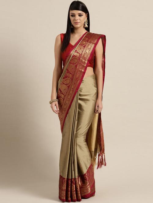 solid kanjivaram saree with blouse - 17116271 - Standard Image - 1