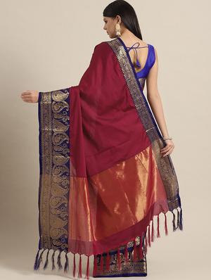 solid kanjivaram saree with blouse - 17116274 - Standard Image - 2