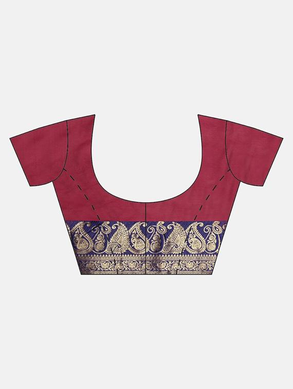solid kanjivaram saree with blouse - 17116274 - Zoom Image - 3