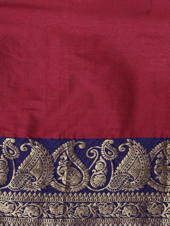 solid kanjivaram saree with blouse - 17116274 - Zoom Image - 4