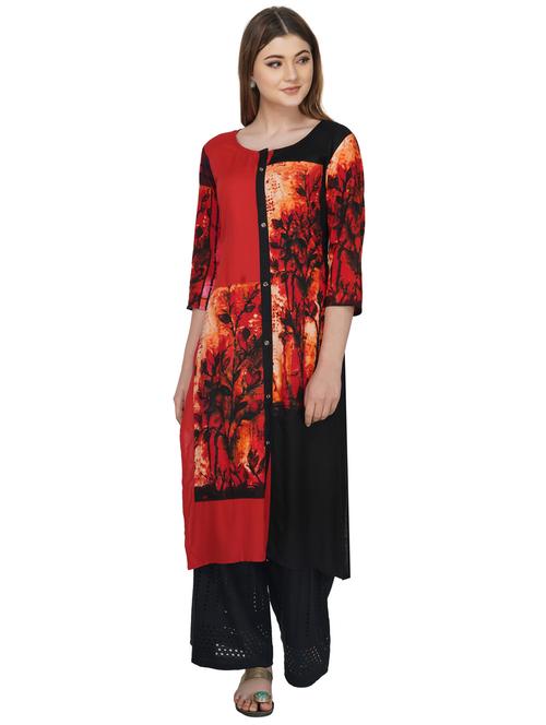 printed straight kurta - 17116276 - Standard Image - 1