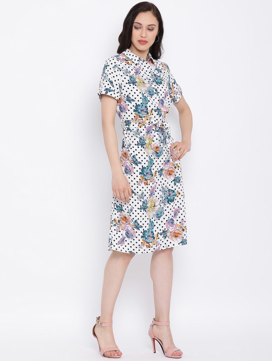 polka dot floral a-line dress - 17116363 - Zoom Image - 2