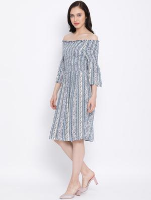 smocked detail floral a-line dress - 17116366 - Standard Image - 2