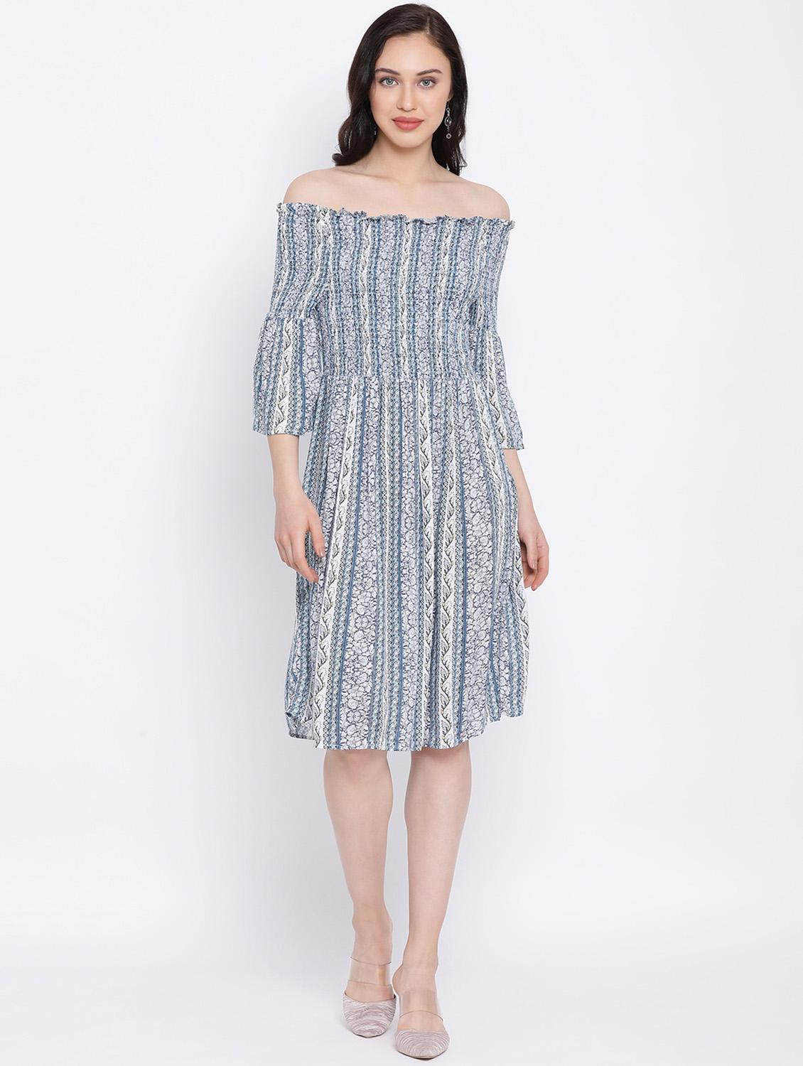 smocked detail floral a-line dress - 17116366 - Zoom Image - 1