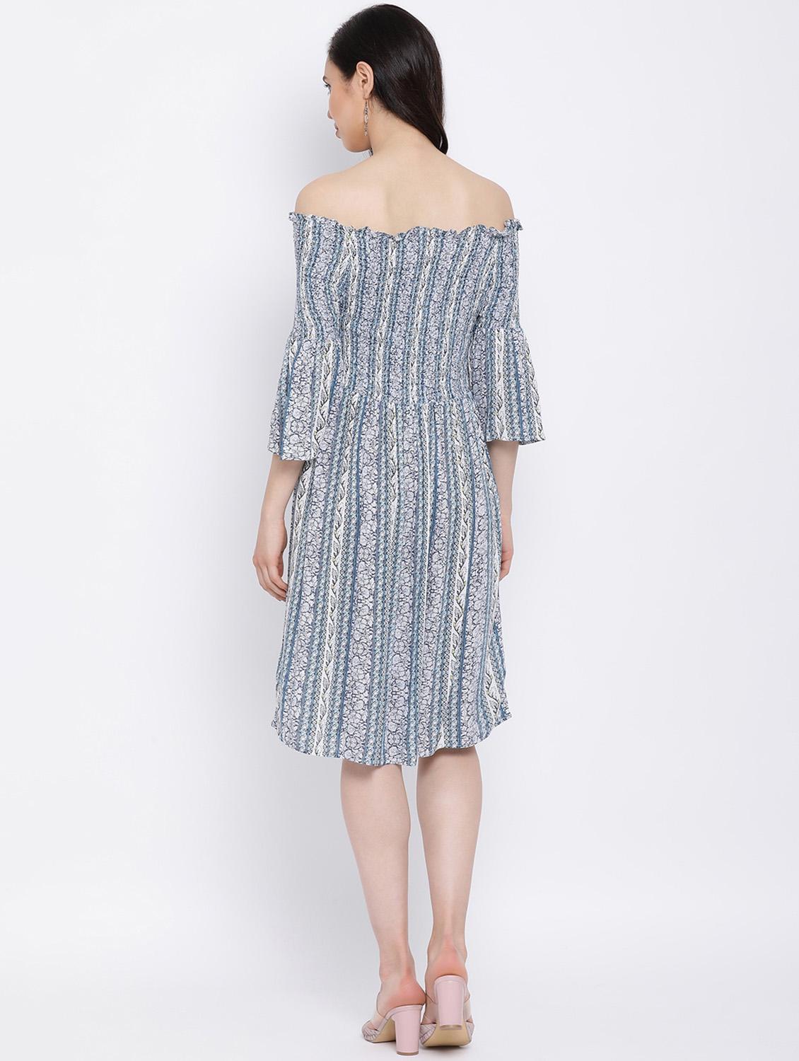 smocked detail floral a-line dress - 17116366 - Zoom Image - 4