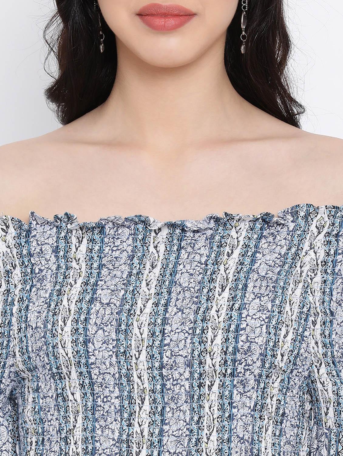 smocked detail floral a-line dress - 17116366 - Zoom Image - 5